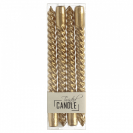 Candle Twisted Wax Gold 7.8x2.5x26cm BOX/4