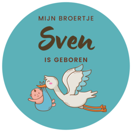 Sticker - geboorte - jongen ooievaar - per 10 stuks