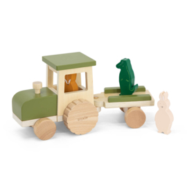 Houten tractor met aanhanger - Trixie