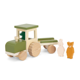 Houten tractor met aanhanger - Trixie