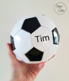 Voetbal mini (15cm) zwart wit met naam