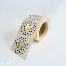 10x Sticker | Hartje wit/zwart goud