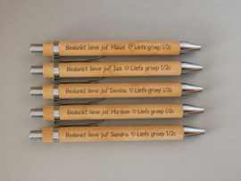 Pen bamboe - zilver