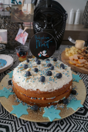 Taarttopper Babyshower - Zwart blauw