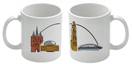 Mok met gekleurde skyline van Zwolle