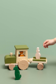 Houten tractor met aanhanger - Trixie