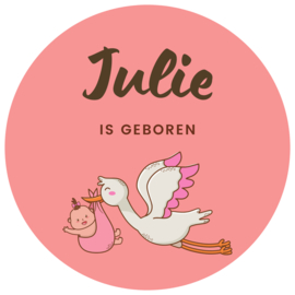 Sticker - geboorte - meisje ooievaar - per 10 stuks