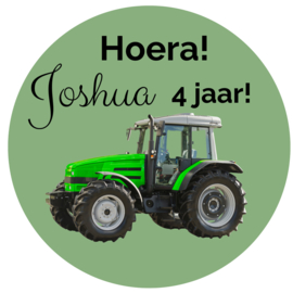 Sticker - traktatie - groene tractor - per 10 stuks