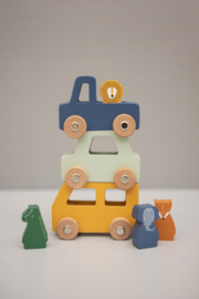 Houten dierenauto set - Trixie