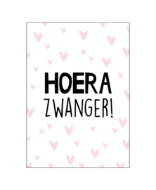 Hoera Zwanger hartjes - kaart