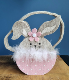 Paasmand Konijn roze mandje