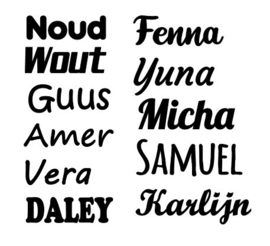 Naam sticker lettertype - diverse lettertypen