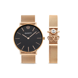 WATCH BLACK AND GOLD  + MESH BRACELET LUXE