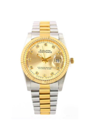 PHILIPPE CONSTANCE "LARGE SERRATED BI-COLOR" STONES GOLD