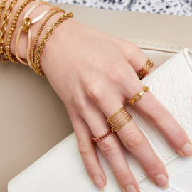 RING COLOR STONE GOLD-RED