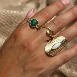RING GEMSTONE MALACHIET- GOUD