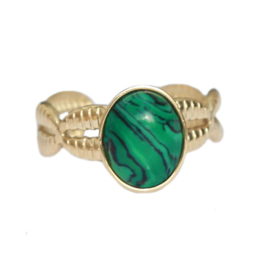 RING GEMSTONE MALACHIET- GOUD