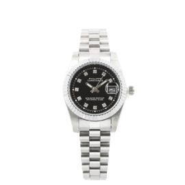 PHILIPPE CONSTANCE HORLOGE "MINI SERRATED SILVER" STONES BLACK