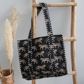 BLOCKPRINT SHOULDER BAG TIGER- BLACK