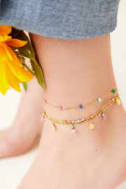 DOUBLE LAYERED ANKLET GOLD-BLUE