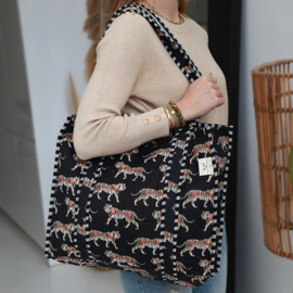 BLOCKPRINT SHOULDER BAG TIGER- BLACK