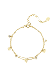 CHARM BRACELET WITH CLOVER AND DIAMOND - GOLD