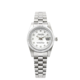 PHILIPPE CONSTANCE HORLOGE "MINI SERRATED SILVER" STONES WHITE MARBLE