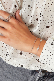 DUBBELE ARMBAND MET KLAVER/BOLLETJES - ZILVER