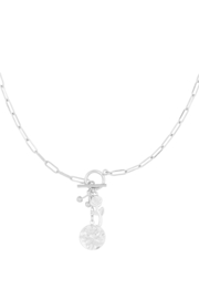SLEEPING ROSE CHARM NECKLACE - SILVER
