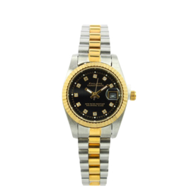 PHILIPPE CONSTANCE HORLOGE "MINI SERRATED BI-COLOR" STONES BLACK