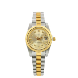PHILIPPE CONSTANCE HORLOGE "MINI SERRATED BI-COLOR" STONES GOLD