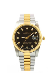PHILIPPE CONSTANCE "LARGE SERRATED BI-COLOR" STONES BLACK