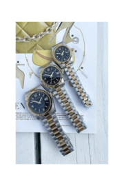 PHILIPPE CONSTANCE HORLOGE "MINI SERRATED BI-COLOR" PLAIN BLACK