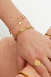 CHARM BRACELET WITH CLOVER AND DIAMOND - GOLD