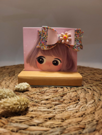 Haarstrikje - Emma - Roze glitter Bloem