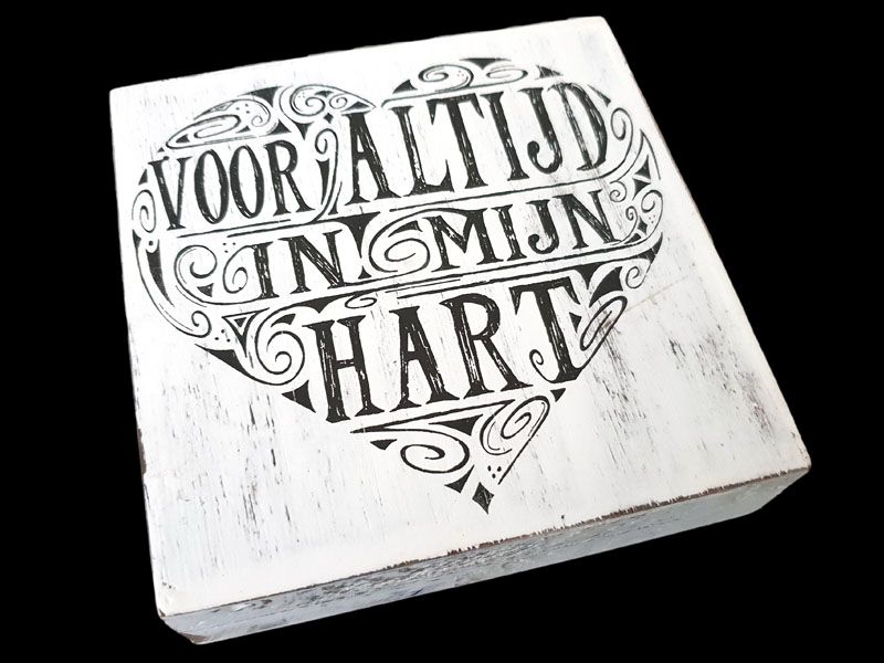 Tekstbord Voor altijd in mijn hart, wit