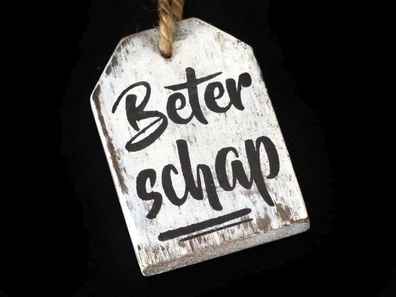 Houten mini-hanger Beterschap, wit
