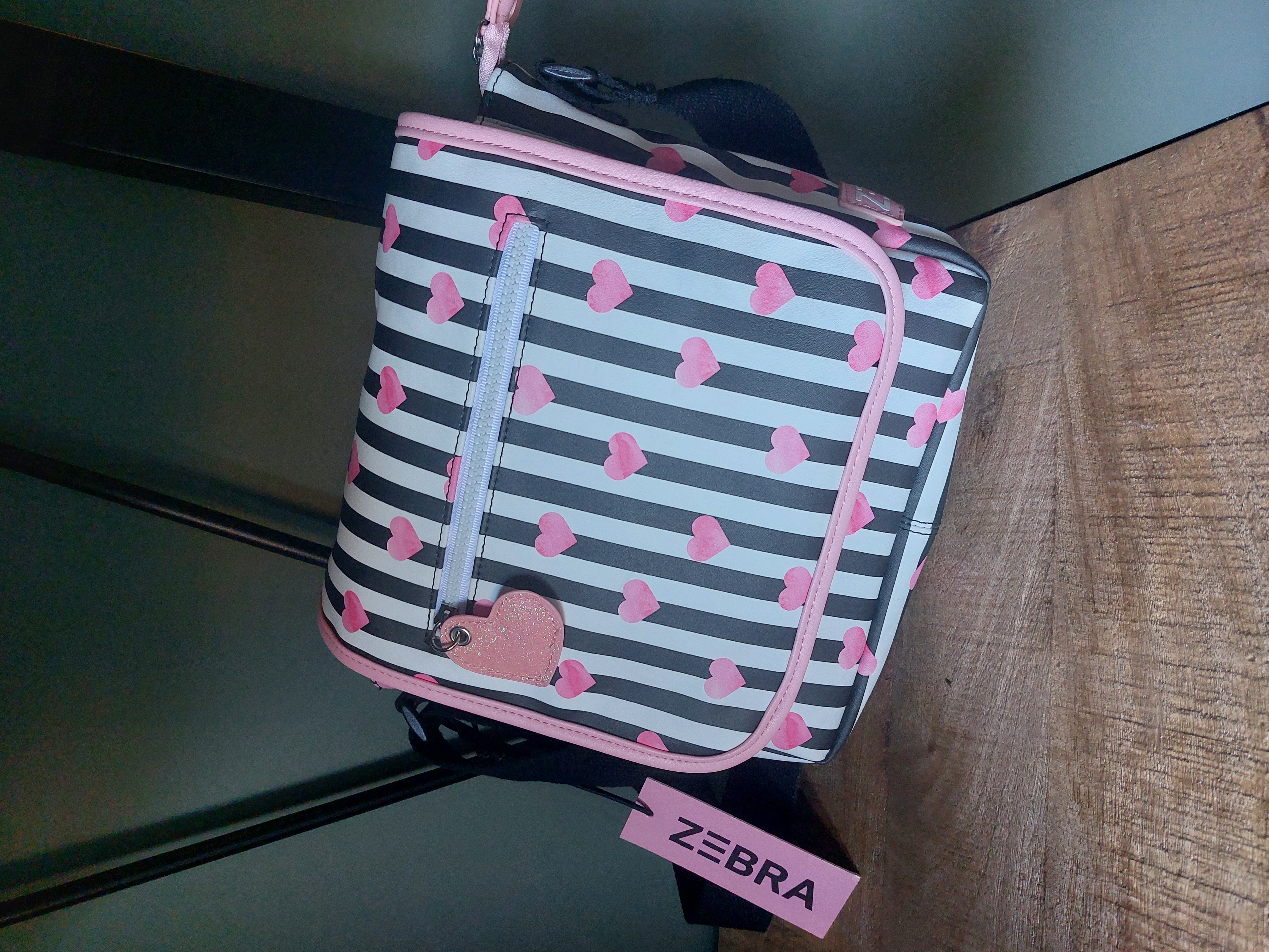 Schoudertas stripes/hearts, ZEBRA
