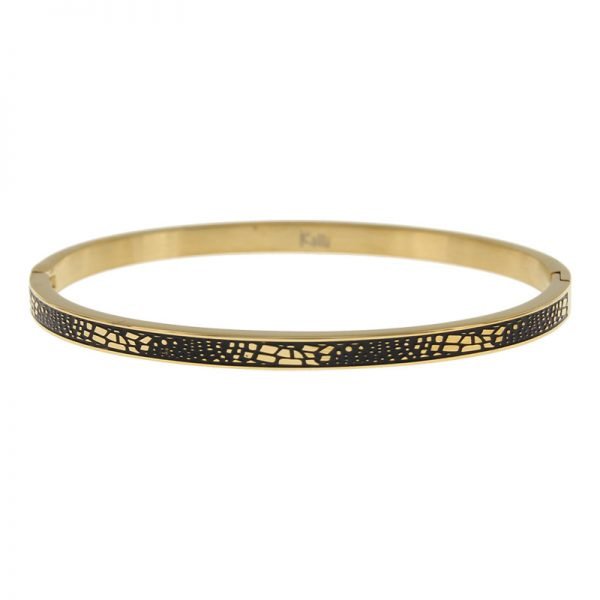 Armband crocoprint 4mm goudkleuring 2164, KalliKalli