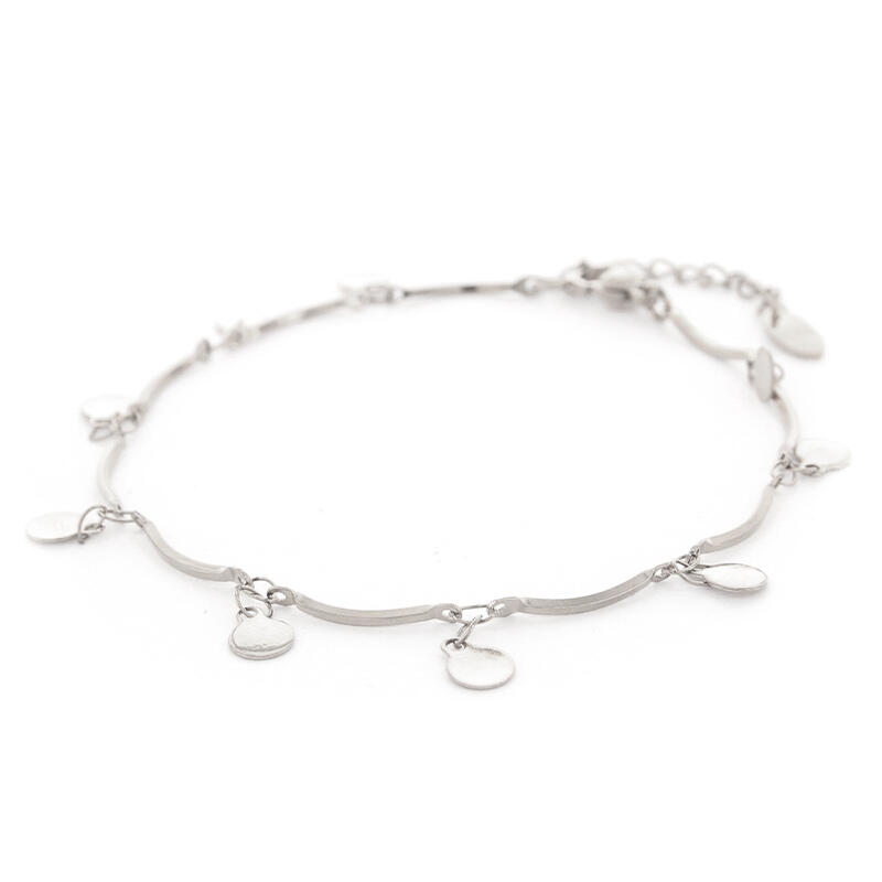 Armband muntjes 1 mm zilverkleuring 2616\\, KalliKalli