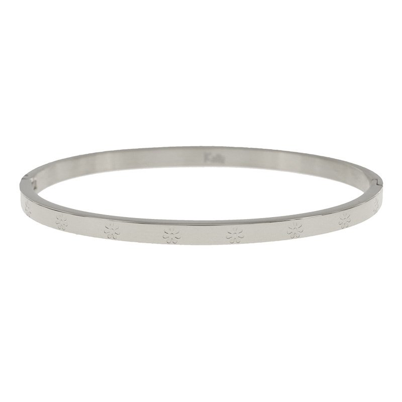 Armband met bloemetjes 4mm zilverkleuring, KalliKalli
