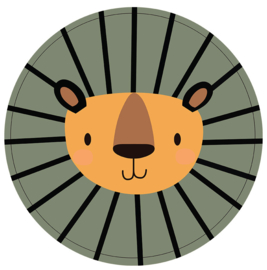 Muurcirkel Lion olijfgroen, 30 cm