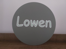 Muurcirkel met naam olijfgroen, 30 cm