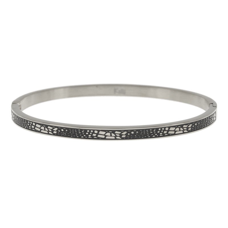 Armband crocoprint 6mm zilverkleuring 2123, KalliKalli