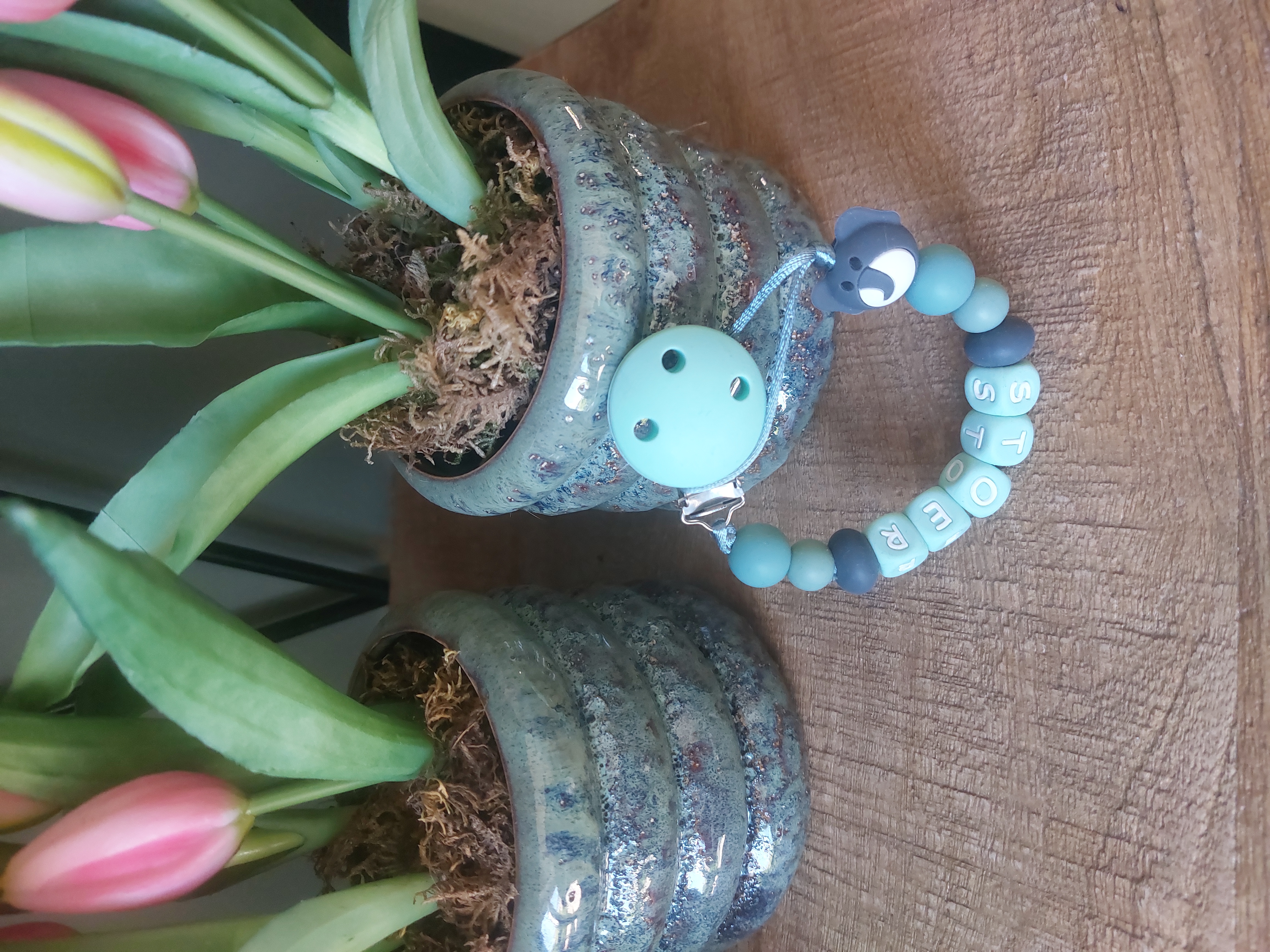 Speenkoord STOER met olifant mintgroen