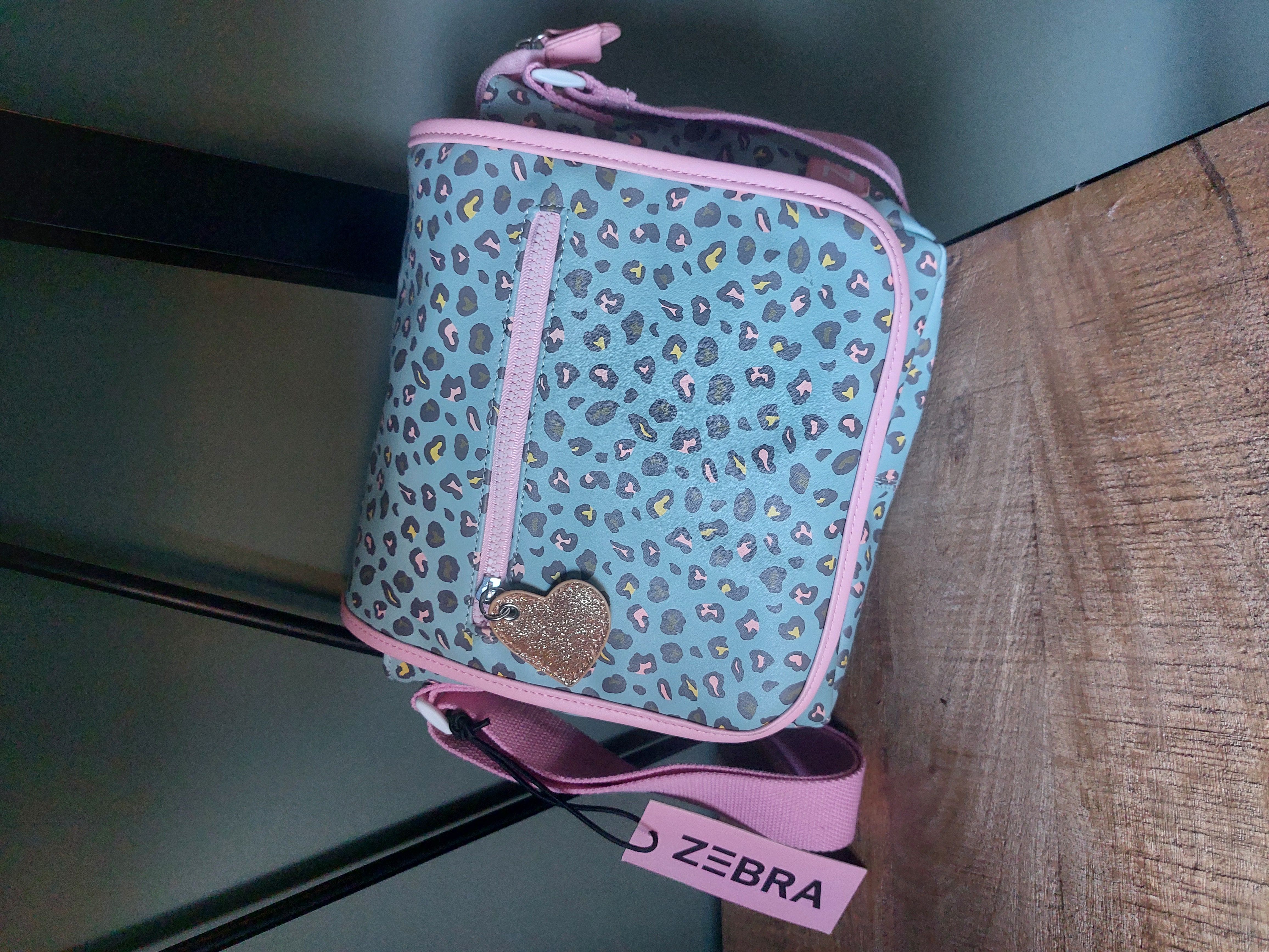 Schoudertas panterprint mintgroen, ZEBRA