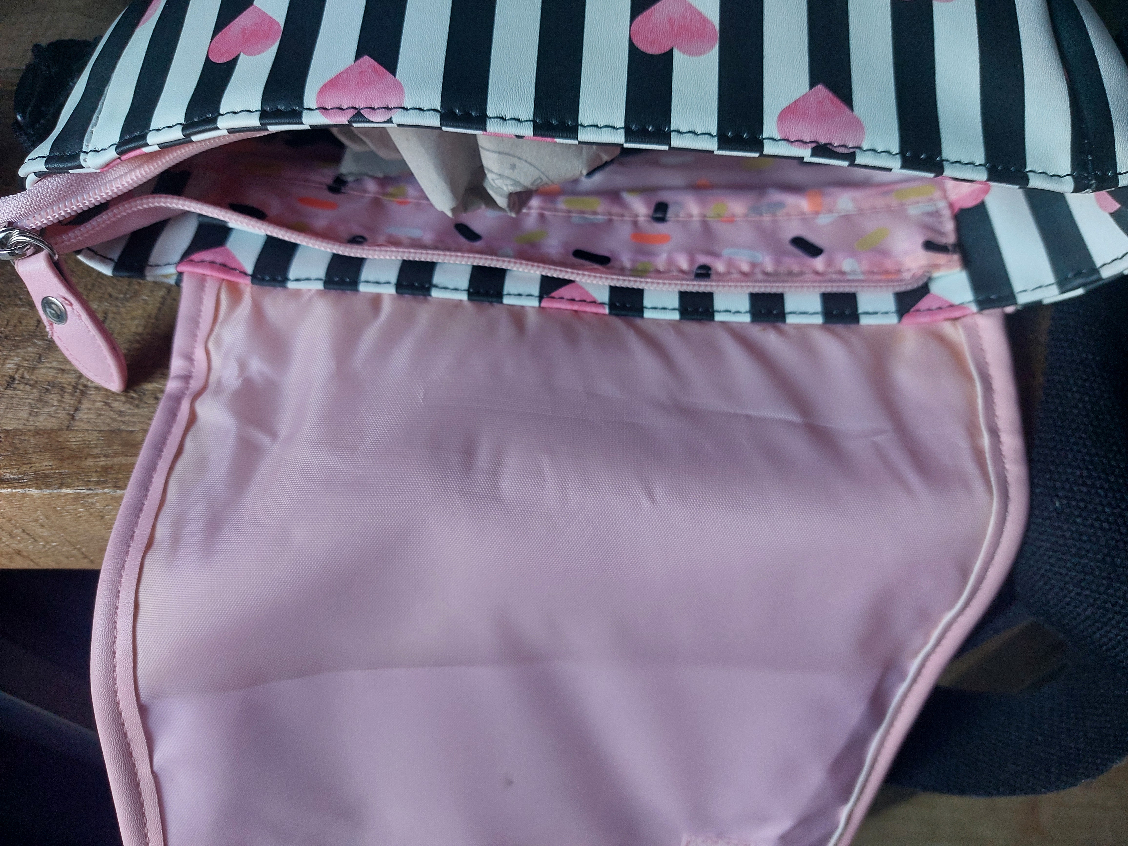 Schoudertas stripes/hearts, ZEBRA