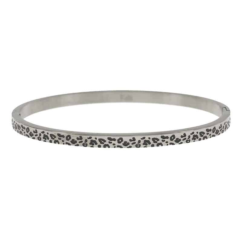 Armband panterprint 4mm zilverkleuring 2162, KalliKalli