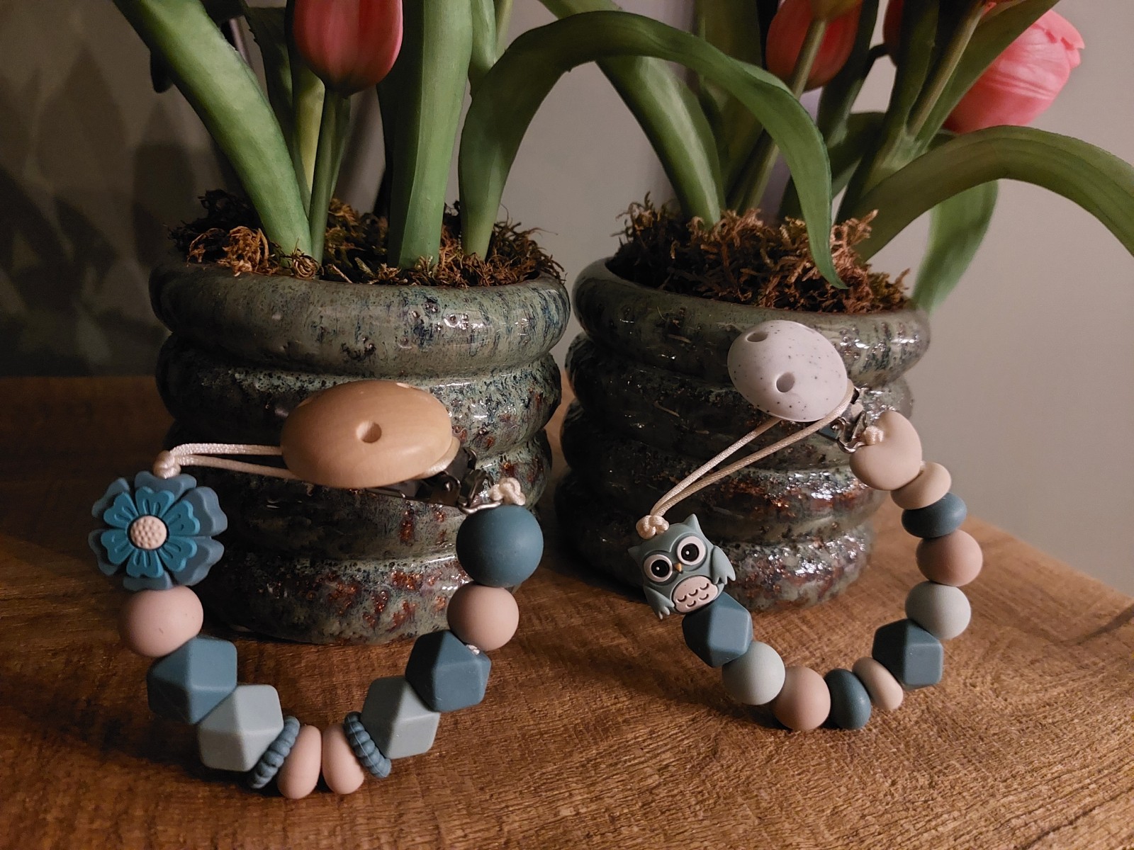 Speenkoord bloem blauw