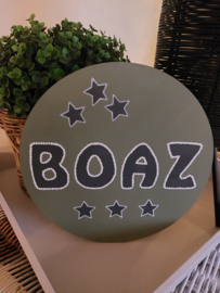 Muurcirkel met naam, mdf sterren 30 cm